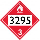 DOT Class 3 Placard “Flammable Liquid” Four Digit 3295 - 10.75" x 10.75", 50 Count